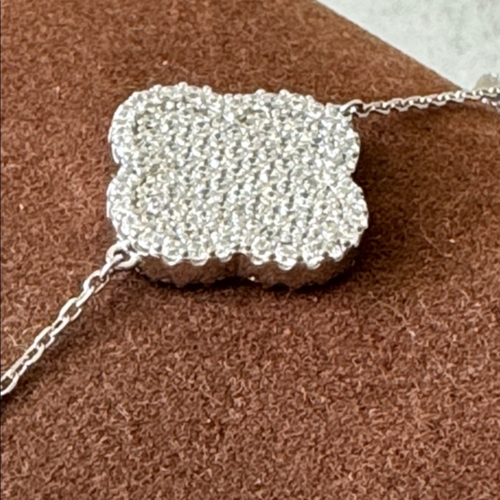 Rachel Zoe 925 Sterling Silver Pave 3 Clover Sparkling Reversible Bracelet - Picture 10 of 12